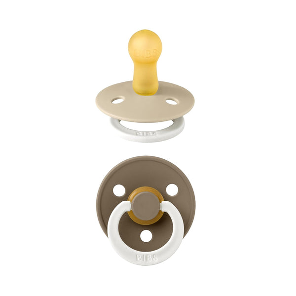 Bibs Colour GLOW Pacifiers 2 Pack - Vanilla/Dark Oak