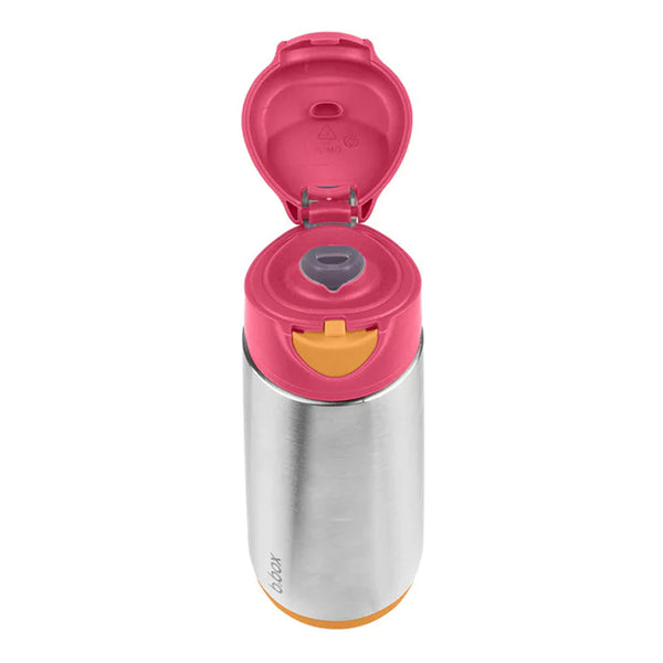 B.Box Insulated Sport Spout Drink Water Bottle 500 ml - Strawberry Shake Pink Orange
