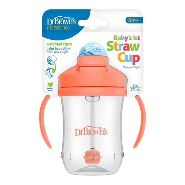Dr.Browns Milestones Baby’s First Straw Cup - Coral - Dezine Kids