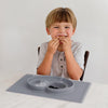 Ezpz Happy Mat 100% Food Grade Silicone Toddler Suction Plate with Built In Placemat, Smile Design Divided Plate - Grey