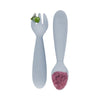 EzPz Mini Utensils for Toddlers (Spoon & Fork) - Pewter - Dezine Kids