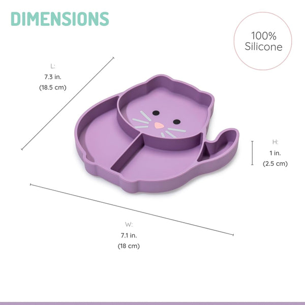 Melii 100% Food Grade Silicone Plate Suction Base With Divided Sections - Cat