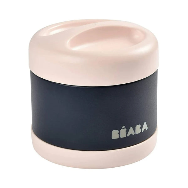 Beaba Stainless Steel Insulated Food Jar, Isothermal Portion 500 ml - Light Pink/Night Blue