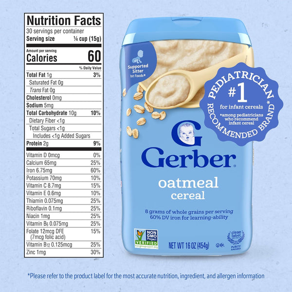 Gerber Cereal for Supported Sitters, 4+ months - Oatmeal