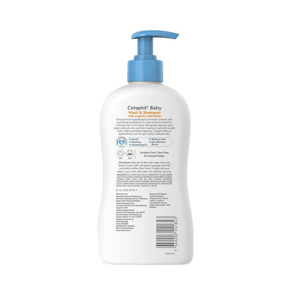 Cetaphil Baby Wash & Shampoo With Organic Calendula & Aloe Vera - 400ml