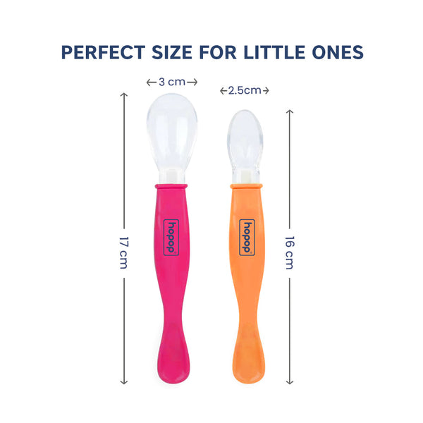 Hopop Silicone Baby Self-Feeding Spoons – Pack of 2 - Dezine Kids