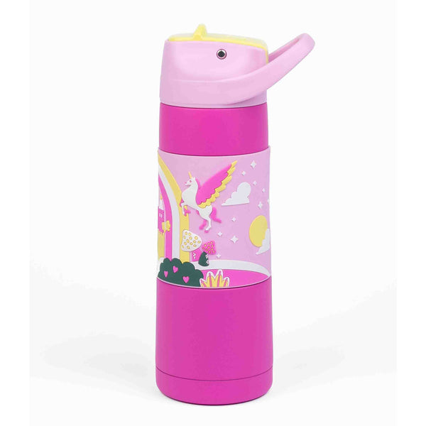 Kicups Grip Flow Stainless Steel Insulated Straw Bottle with Slider Lid 550ml- Whimsical Wonderland