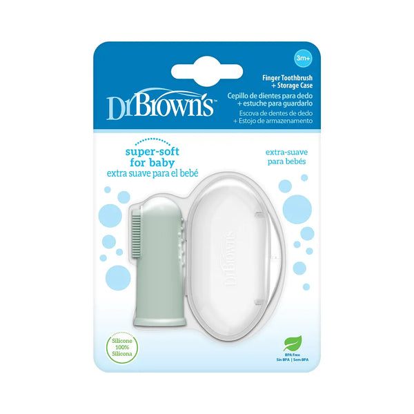 Dr.Browns Silicone Finger Toothbrush with Case - Light Green - Dezine Kids