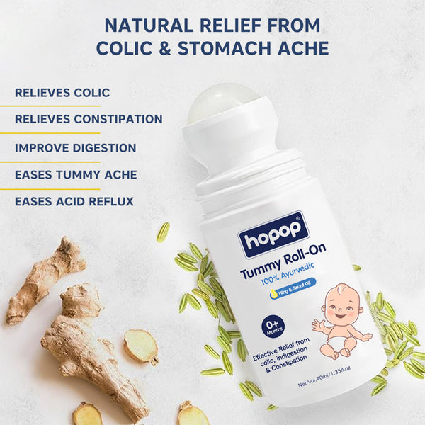 Hopop Tummy Roll On for Baby Colic Relief, Constipation & Indigestion - 40ml - Dezine Kids