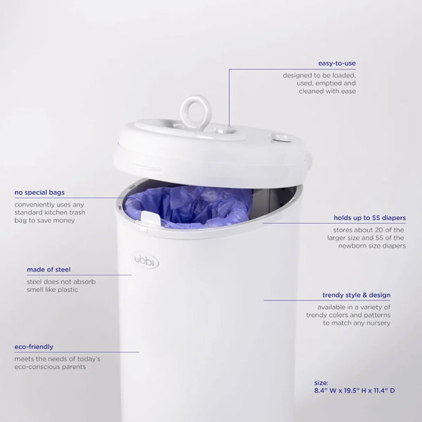 Ubbi Diaper Pail - Matte Grey