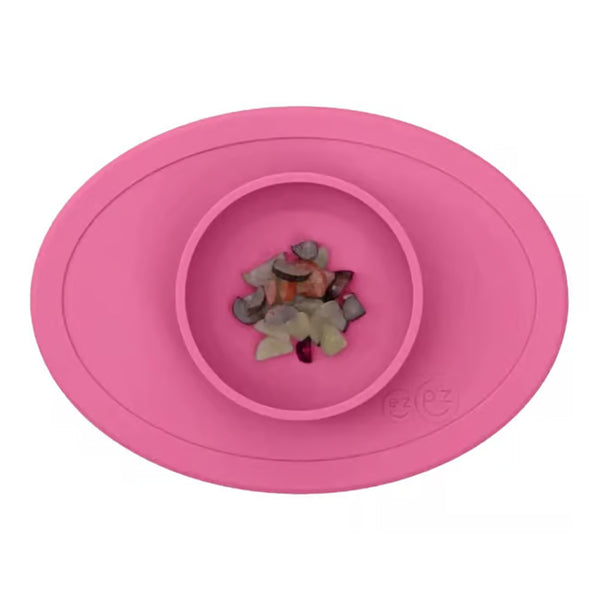 EzPz Tiny Bowl 100% Food Grade Silicone Suction Bowl Non Slip & Microwave Safe - Bright Pink