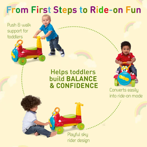 Chicco Charlie Sky Rider 2 in 1 Ride On Push & Walk Support For 1 to 3Y (Upto 20 Kg)