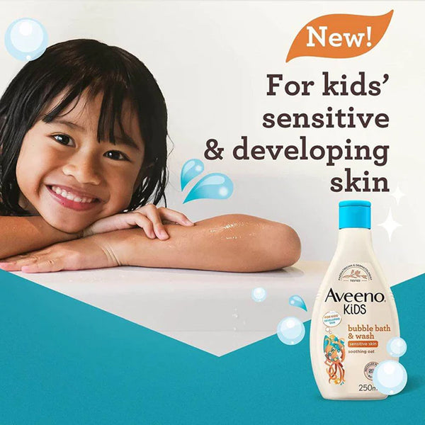 Aveeno Baby Kids Bubble Bath & Wash Enriched With Soothing Oat Extract - 250ml