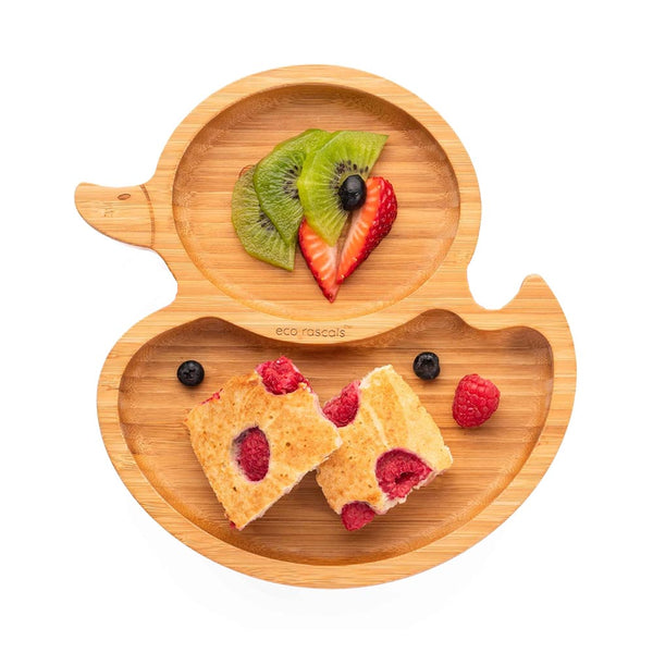 Eco Rascals Bamboo Duck Shaped Plate, Baby Led Weaning, Section Plate with Strong Suction