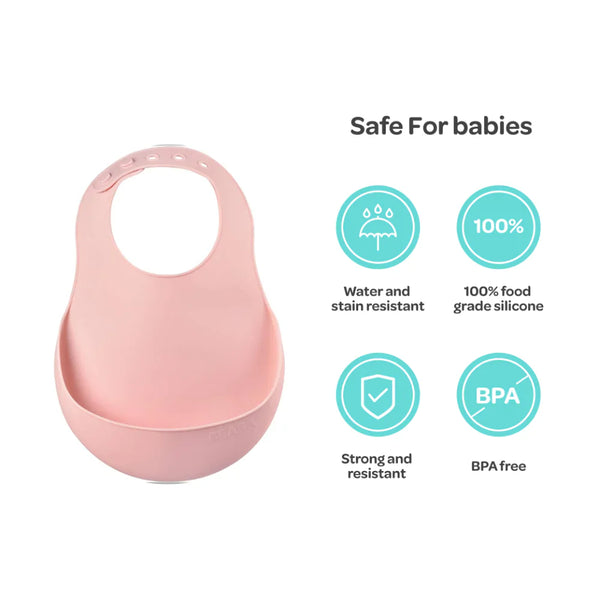 Beaba Silicone Bib - Pink - Dezine Kids