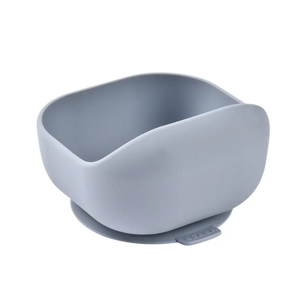 Beaba Silicone Suction Bowl, Non-Slip Baby Feeding Bowl, Ergonomic Design, Supple and Unbreakable Silicone BPA-Free - Pebble
