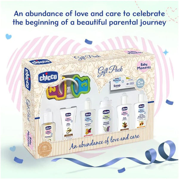 Chicco Baby Delight New Born Gift Set For Baby Shower & Baby Birthday, Pack of 8 - Beige