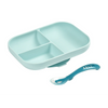 Beaba Silicone 2 Piece Baby Meal Set, Non-Slip, Unbreakable, Easy to Clean, BPA-Free Baby Feeding Set - Blue