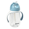 Beaba 2 in 1 Baby Sipper Water Bottle, Anti Spill Sippy Cup with Soft Silicone Straw for Toddler, Removable Handles, 300 ml - Windy Blue