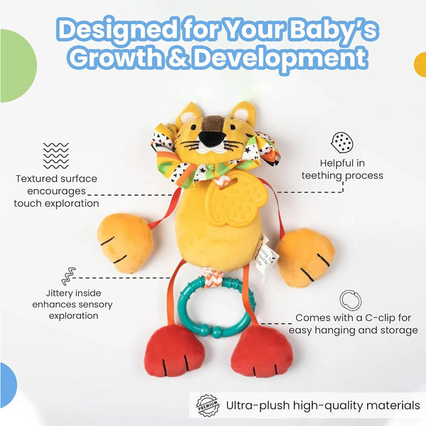 Nuluv Jittery Baby Toy, Vibrating Plush with Soft Fabric - Lion