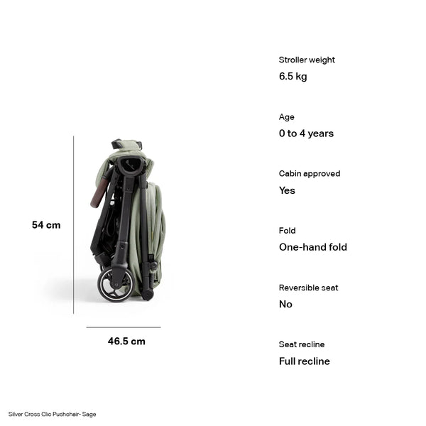 Silver Cross Clic Stroller - Sage - Dezine Kids