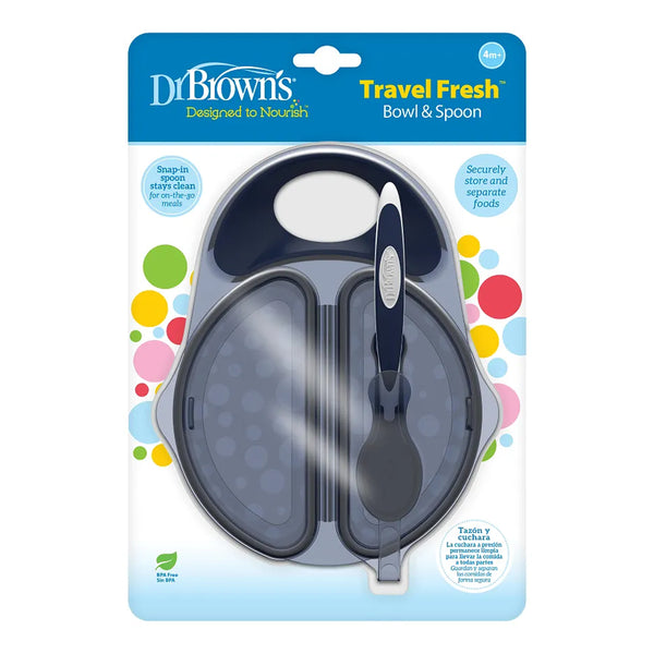 Dr.Browns Travel Fresh Bowl and Spoon - Dark Blue