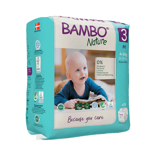 Bambo Nature Tape Diapers, Size 3, M Size (4-8 Kgs) 28pcs - Dezine Kids