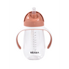 Beaba 2 in 1 Baby Sipper Water Bottle, Anti Spill Sippy Cup with Soft Silicone Straw for Toddler, Removable Handles, 300 ml - Terracotta