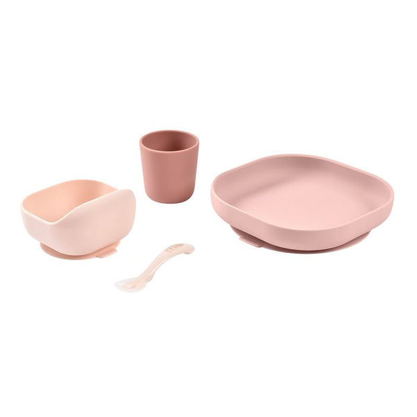 Beaba 4 Pieces Silicone Dinner Set - Cotton Candy