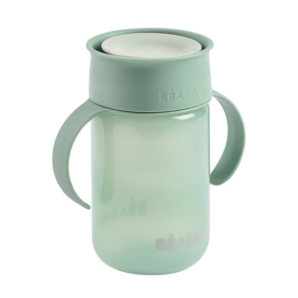 Beaba 360° Baby Learning Cup with Anti-Drip Disc, Dual handle & Spillproof Sippy Cup for Toddlers, 340 ml - Sage Green