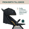 Chicco Glee Lightweight Baby Stroller with Multiple Recline Positions Pram for 0 to 4Y (Upto 22 Kg)- Uneven Black