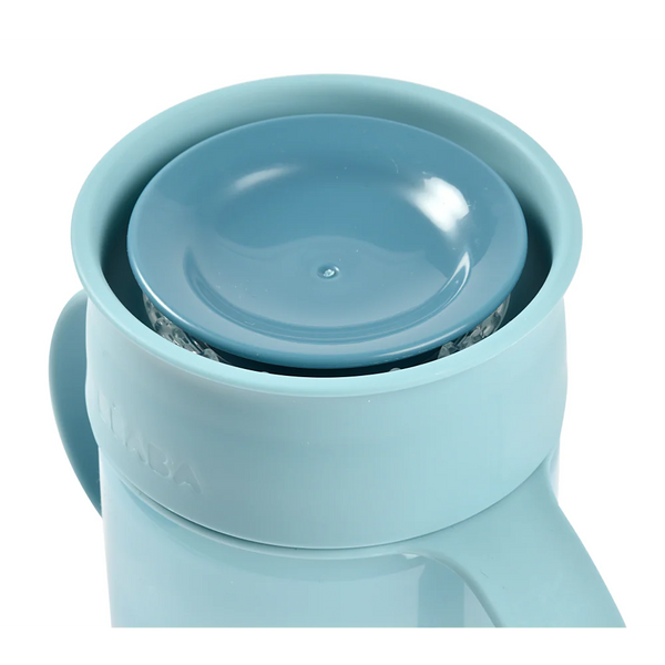 Beaba 360° Baby Learning Cup with Anti-Drip Disc, Dual handle & Spillproof Sippy Cup for Toddlers, 340 ml - Blue