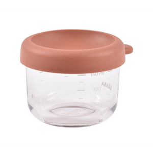 Beaba Glass Storage Container, Airtight Container with Graduation Measuring Scale, 150 ml - Terracotta