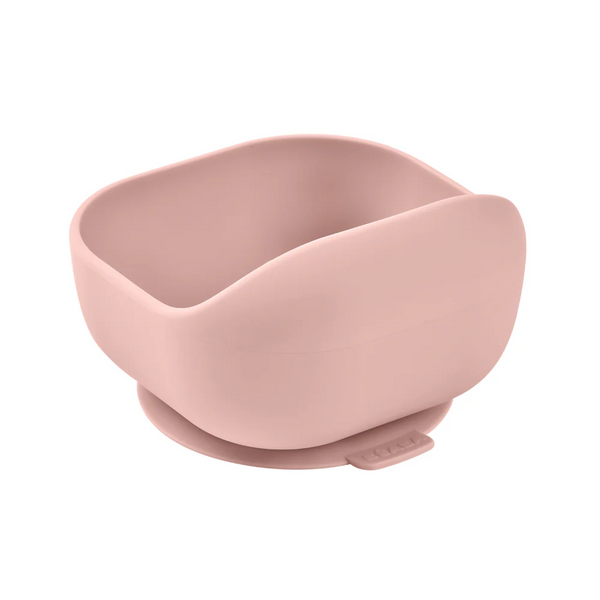 Beaba Silicone Suction Bowl, Non-Slip Baby Feeding Bowl, Ergonomic Design, Supple and Unbreakable Silicone BPA-Free - Cotton Candy