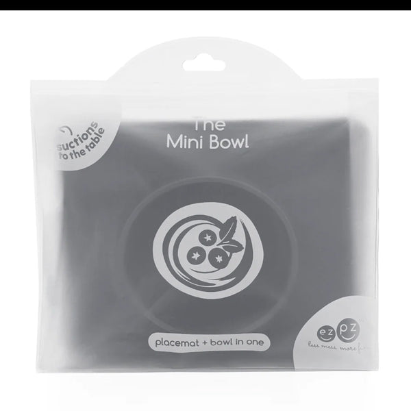 EzPz Mini Bowl 100% Food Grade Silicone Suction Bowl, Non Slip, BPA Free - Grey