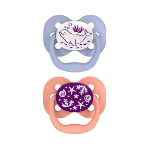 Dr.Browns Blue Advantage Pacifiers Stage 1 Glow in the Dark, Pack of 2 - Coral Ocean