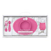 EzPz First Foods Set 100% Food Grade Silicone Baby & Toddler Suction Bowl with Built In Placemat - Pink