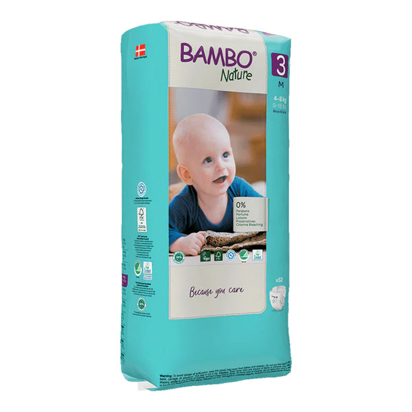 Bambo Nature Tape Diapers, Size 3, M Size (4-8 Kgs) 52pcs - Dezine Kids