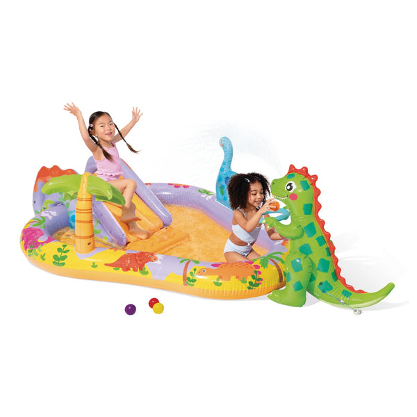 Intex Dino Park Play Center, Inflatable Kids Pool with Water Sprayer and Slide, Ages 3+ - Dezine Kids