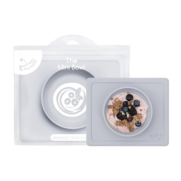 EzPz Mini Bowl 100% Food Grade Silicone Suction Bowl, Non Slip, BPA Free - Pewter