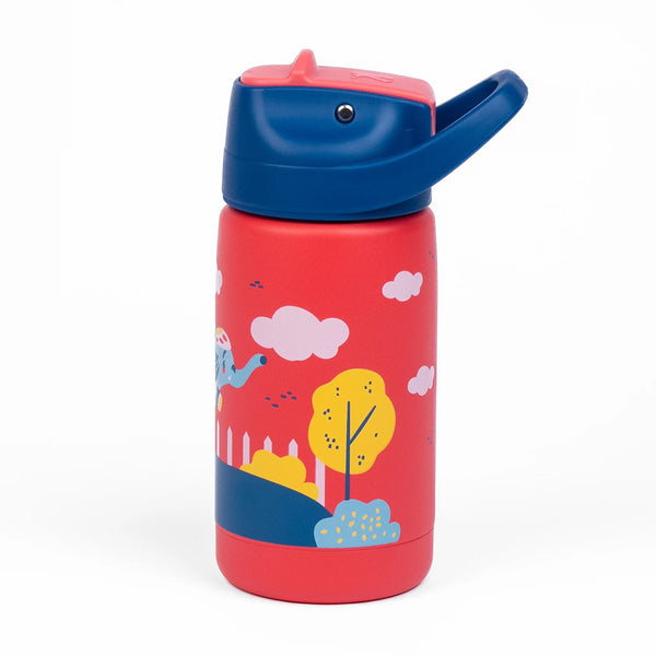 Kicups Little Cup Stainless Steel Insulated Straw Bottle with Slider Lid 350ml - Jungle Gym