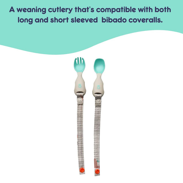 Bibado Handi Cutlery Attachable Weaning Cutlery Set - Woodland Friends Grey