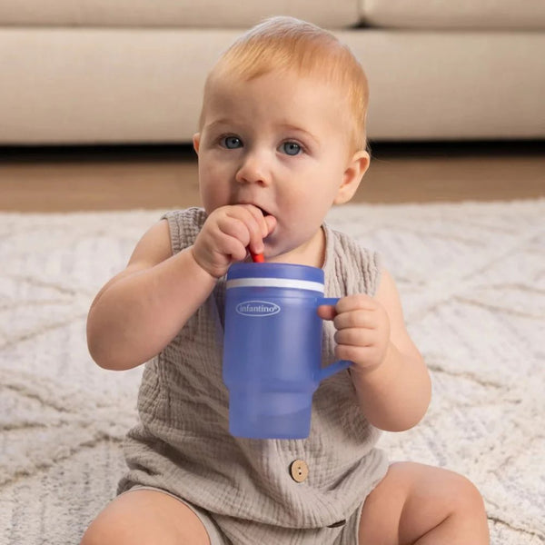 Infantino My 1st Tumbler Silicone 260ml - Blue - Dezine Kids