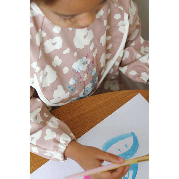 Beaba 2 in 1 Waterproof Bib with Detachable Sleeves, Foldable Food Catcher Pocket - Savannah Bloom