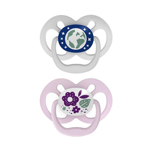 Dr.Browns Blue Advantage Pacifiers Stage 2 Glow in the Dark, Pack of 2 - Purple Nature