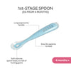 Beaba 1st Stage Silicone Spoon with Ultra Soft Tip, Gum Friendly, Ergonomic Handles - Windy Blue