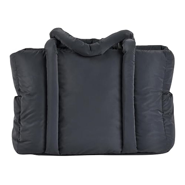 Beaba Paris Puffer Baby Diaper Bag with Large Capacity, Multi Pocket Organizer with Changing Pad, Insulated Bottle Pouch & Stroller Clips - Mineral Grey - Dezine Kids