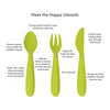 EzPz Happy Utensils for Toddlers(Spoon, Fork & Knife) - Lime