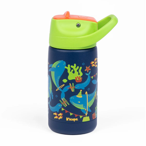 Kicups Little Cup Stainless Steel Insulated Straw Bottle with Slider Lid 350ml - Fin Fiesta