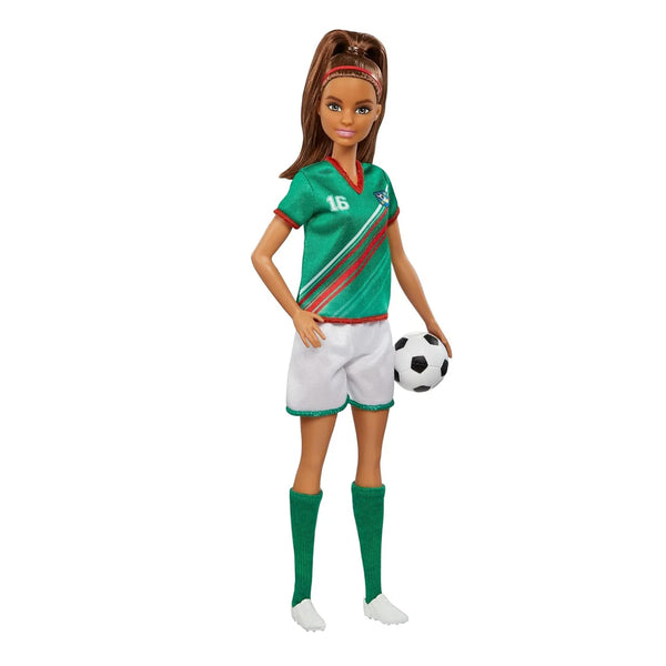 Barbie Soccer Doll, Brunette, #16 Uniform, Soccer Ball, Cleats, Socks
